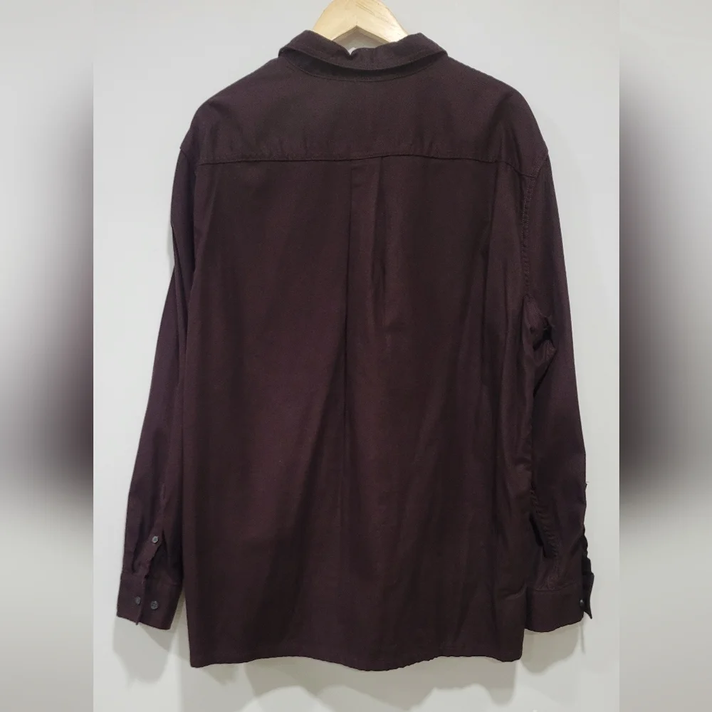Calvin Klein Dark Burgandy Button-Up Long Sleeve Shirt Size XL Minimalist - Picture 3 of 11